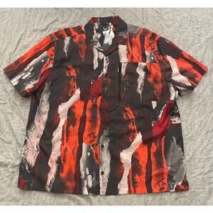 Newt CROSS EYED MOOSE Mens 2XL Red Black River Print Rave Camp Shirt